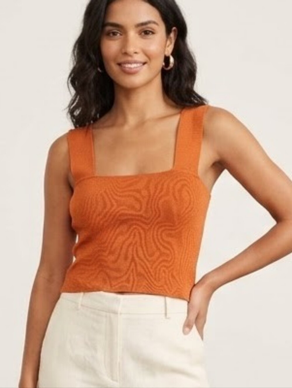 NEVER WORN Women’s Square-Neck Knit Tank Top Rust Burnt Orange Sz L